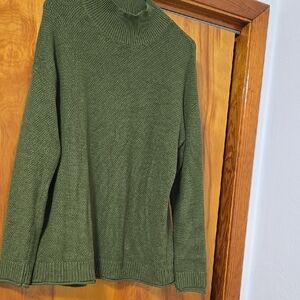 MEROKEETY Women's Olive Green Mock Turtleneck Sweater